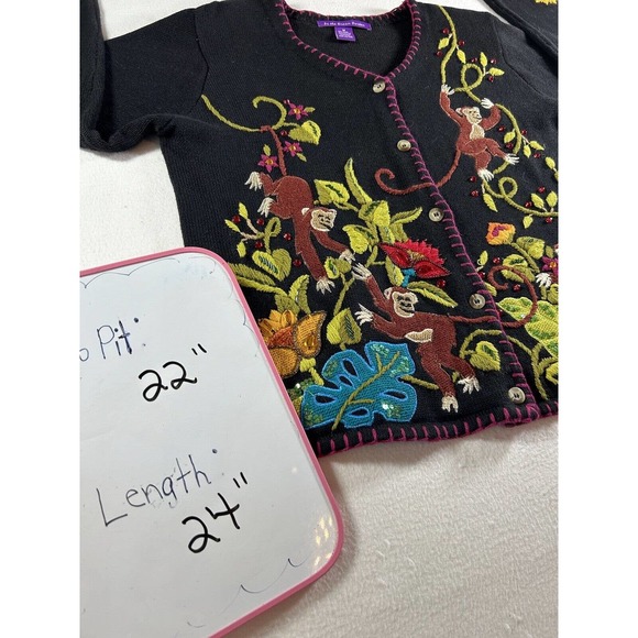 In The Dream Garden Vintage Monkey Jungle Cardigan Sweater Medium - Picture 7 of 7